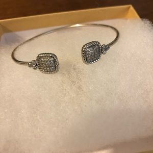 Sterling Silver Open Cuff with Czs on ends